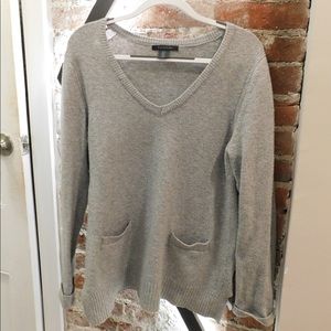 Grey V-neck sweater